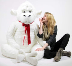 American Made White 6 Foot Giant Stuffed Gorilla 72 Inch Soft Huge - VirtuousWares:Global