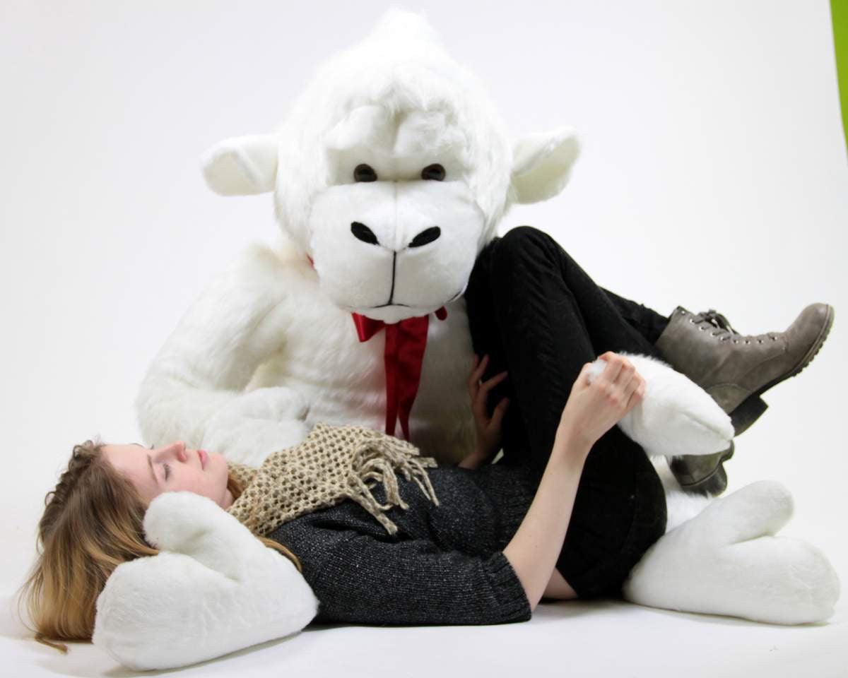 American Made White 6 Foot Giant Stuffed Gorilla 72 Inch Soft Huge - VirtuousWares:Global