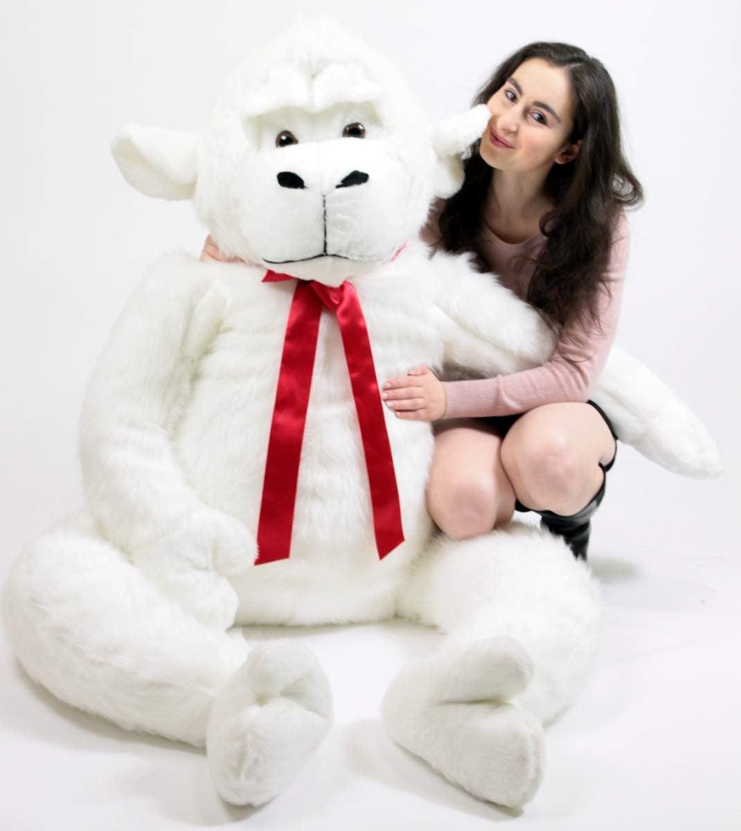 American Made White 6 Foot Giant Stuffed Gorilla 72 Inch Soft Huge - VirtuousWares:Global
