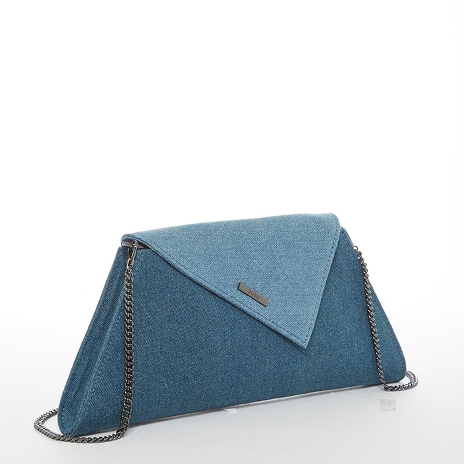 Angelica Denim Clutch Two Tone - VirtuousWares:Global