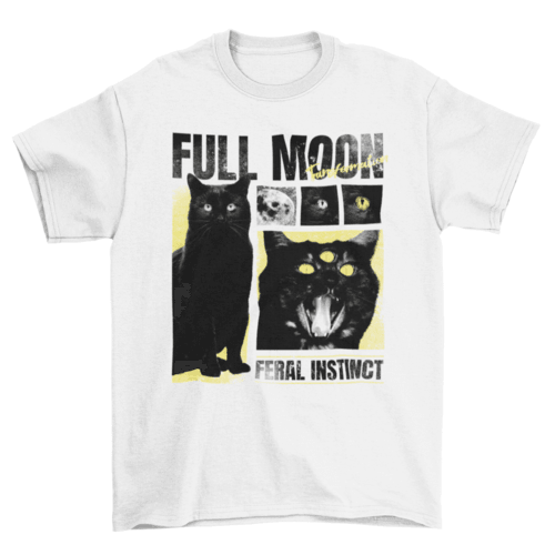 Animal Halloween Full Moon Black Cat Witches Quote "Full moon, feral - VirtuousWares:Global