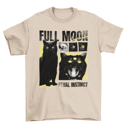 Animal Halloween Full Moon Black Cat Witches Quote "Full moon, feral - VirtuousWares:Global