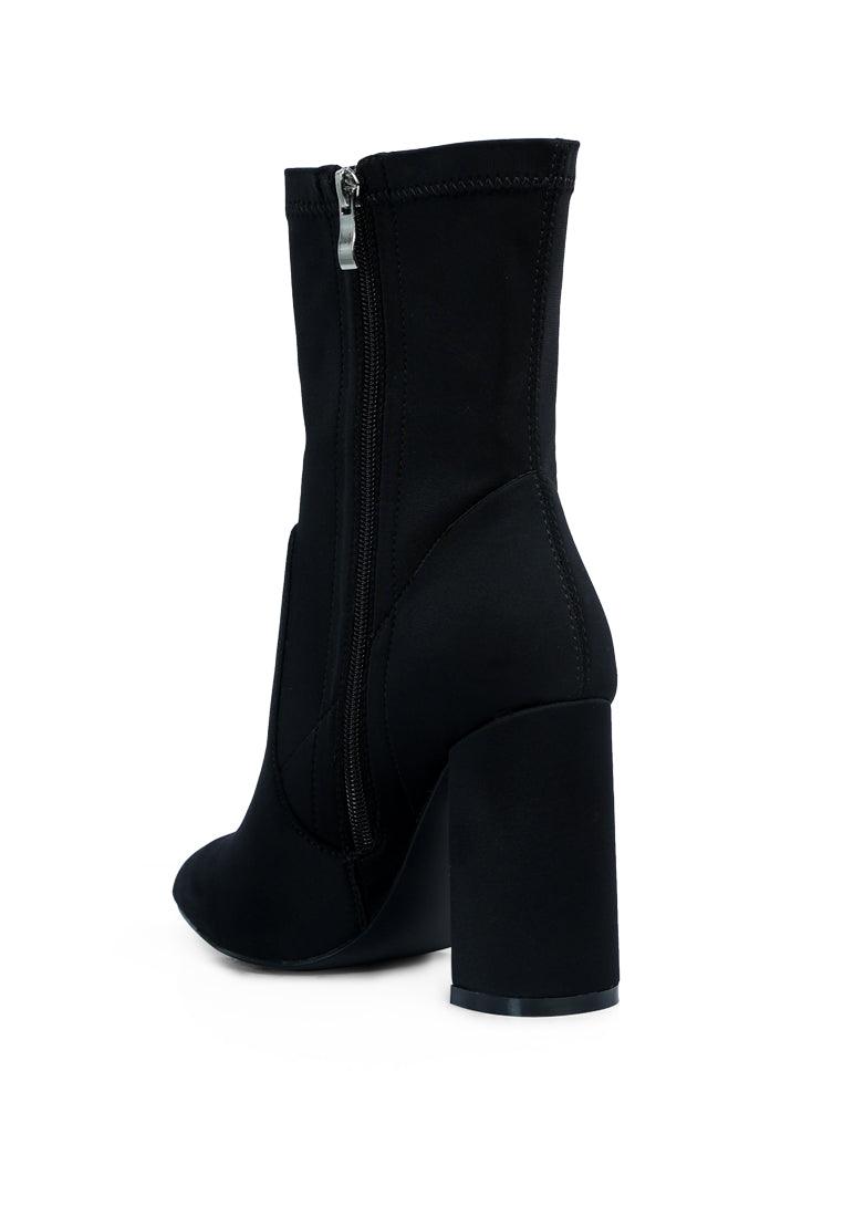 ankle lycra block heeled boots - VirtuousWares:Global