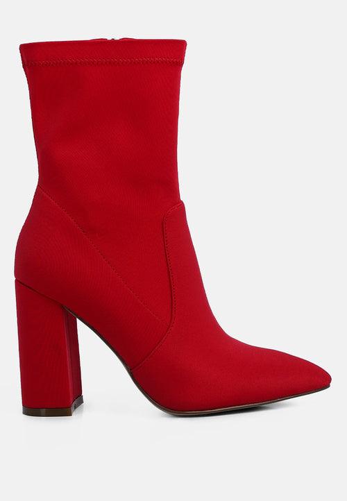 ankle lycra block heeled boots - VirtuousWares:Global