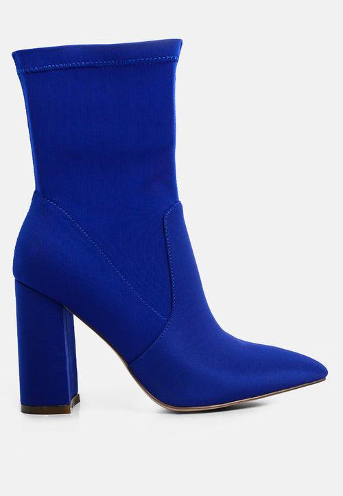 ankle lycra block heeled boots - VirtuousWares:Global