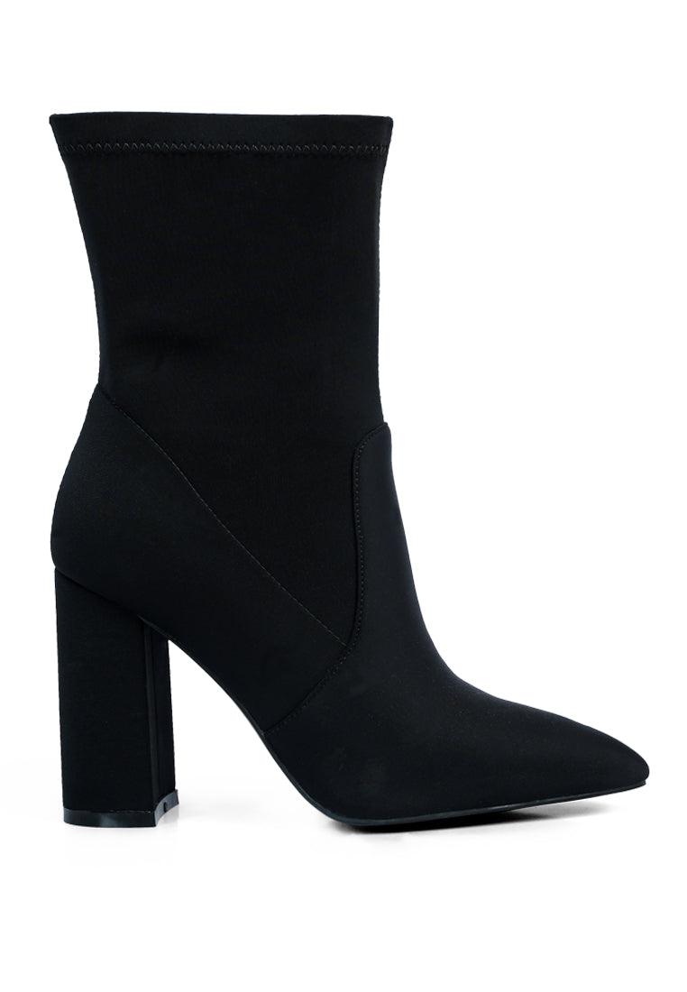 ankle lycra block heeled boots - VirtuousWares:Global