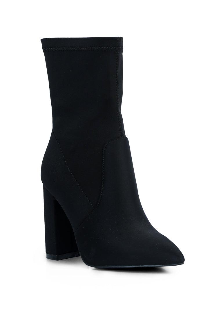 ankle lycra block heeled boots - VirtuousWares:Global