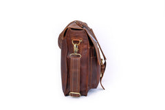 Anuent Handmade Brown Leather Laptop Bag With 2 Pockets. - VirtuousWares:Global