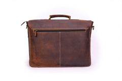 Anuent Handmade Brown Leather Laptop Bag With 2 Pockets. - VirtuousWares:Global