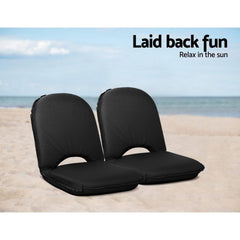 Artiss Foldable Beach Sun Picnic Seat - Black - VirtuousWares:Global