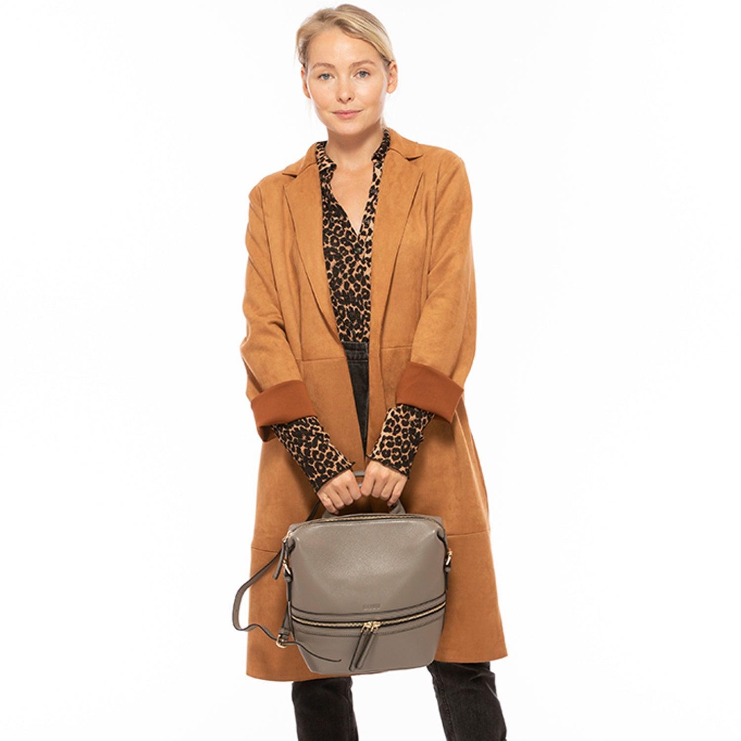 Ashley Gray Leather Backpack Purse - VirtuousWares:Global