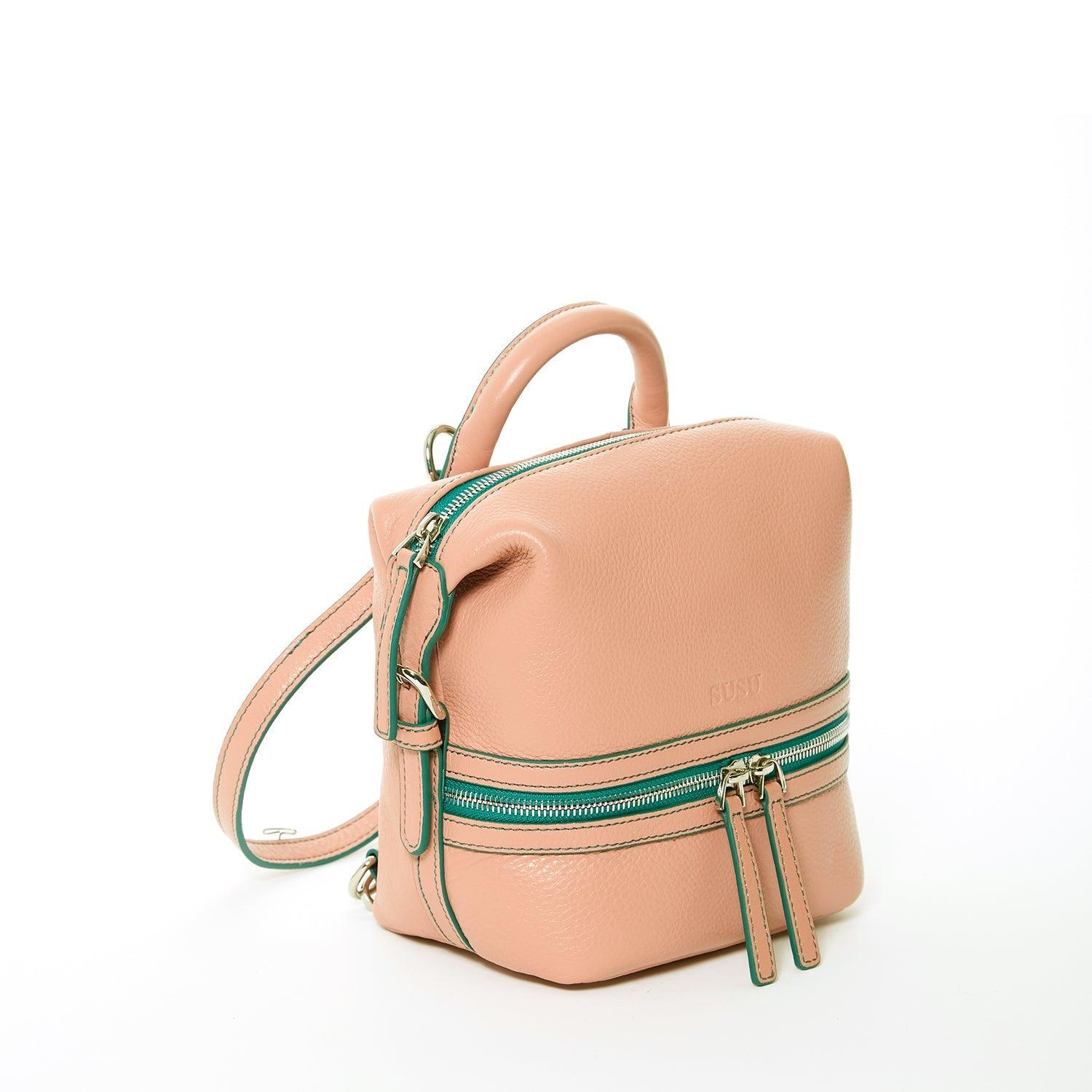 Ashley Small Pink Leather Backpack Purse - VirtuousWares:Global