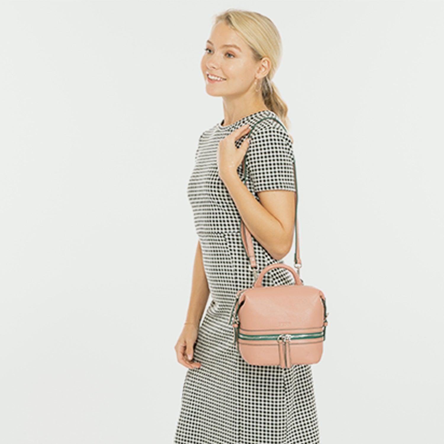 Ashley Small Pink Leather Backpack Purse - VirtuousWares:Global