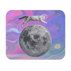 Astronaut Cat Jumping Over Moon Mouse Pad - VirtuousWares:Global