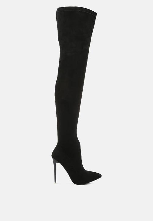 atelier stretch faux suede stiletto long boots - VirtuousWares:Global