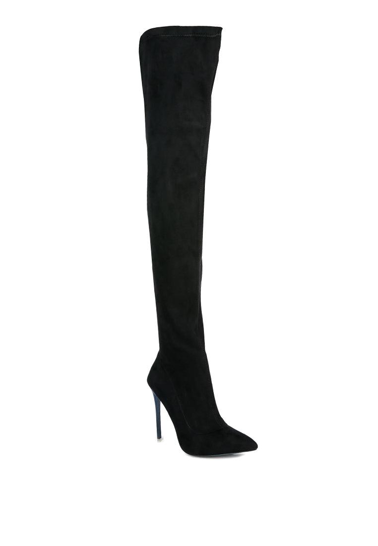 atelier stretch faux suede stiletto long boots - VirtuousWares:Global