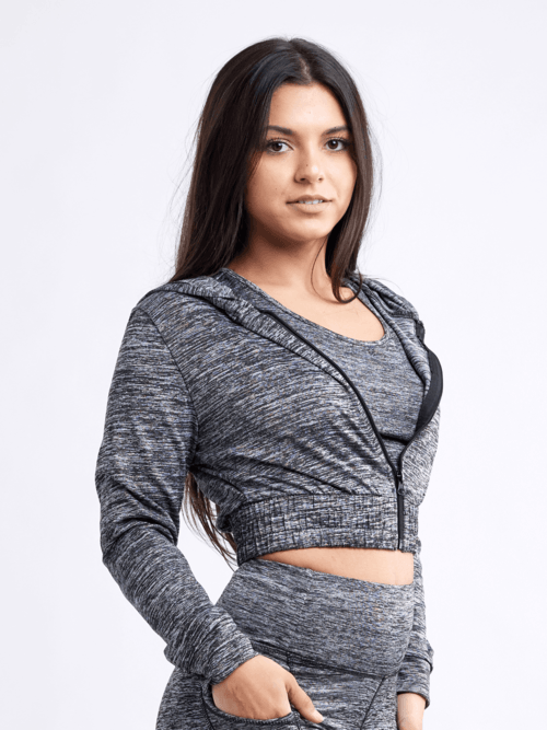 Athletic Zip-Up Crop Hoodie Jacket - VirtuousWares:Global