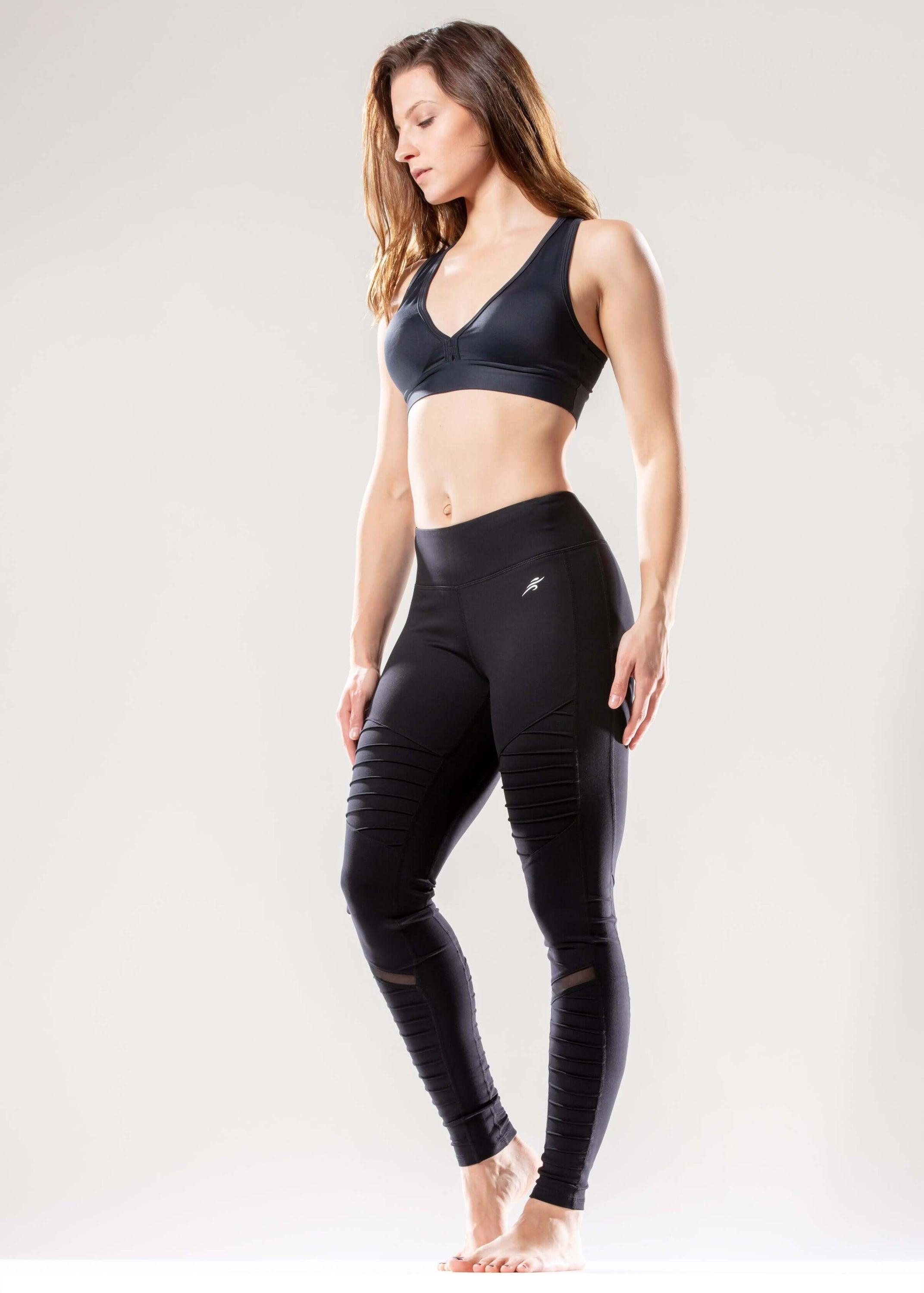 Athletique Low-Waisted Ribbed Leggings with Hidden Pocket and Mesh - VirtuousWares:Global