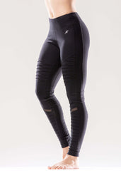 Athletique Low-Waisted Ribbed Leggings with Hidden Pocket and Mesh - VirtuousWares:Global