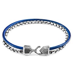 Azure Blue Moonraker Mast Silver and Round Leather Bracelet - VirtuousWares:Global