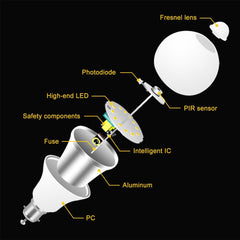 B22 LED Bulb Light Sensor 12W Cool White - VirtuousWares:Global