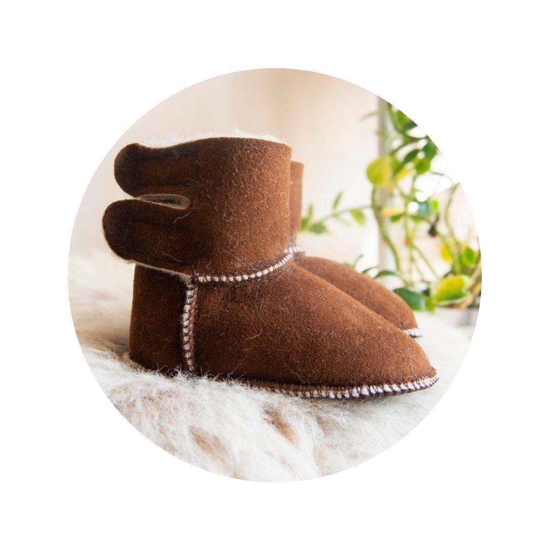 Baby Brown Sheepskin Boots. - VirtuousWares:Global