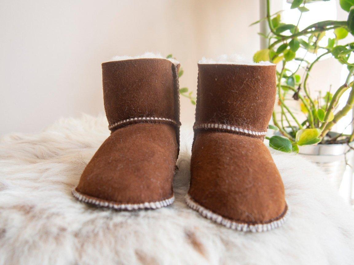 Baby Brown Sheepskin Boots. - VirtuousWares:Global