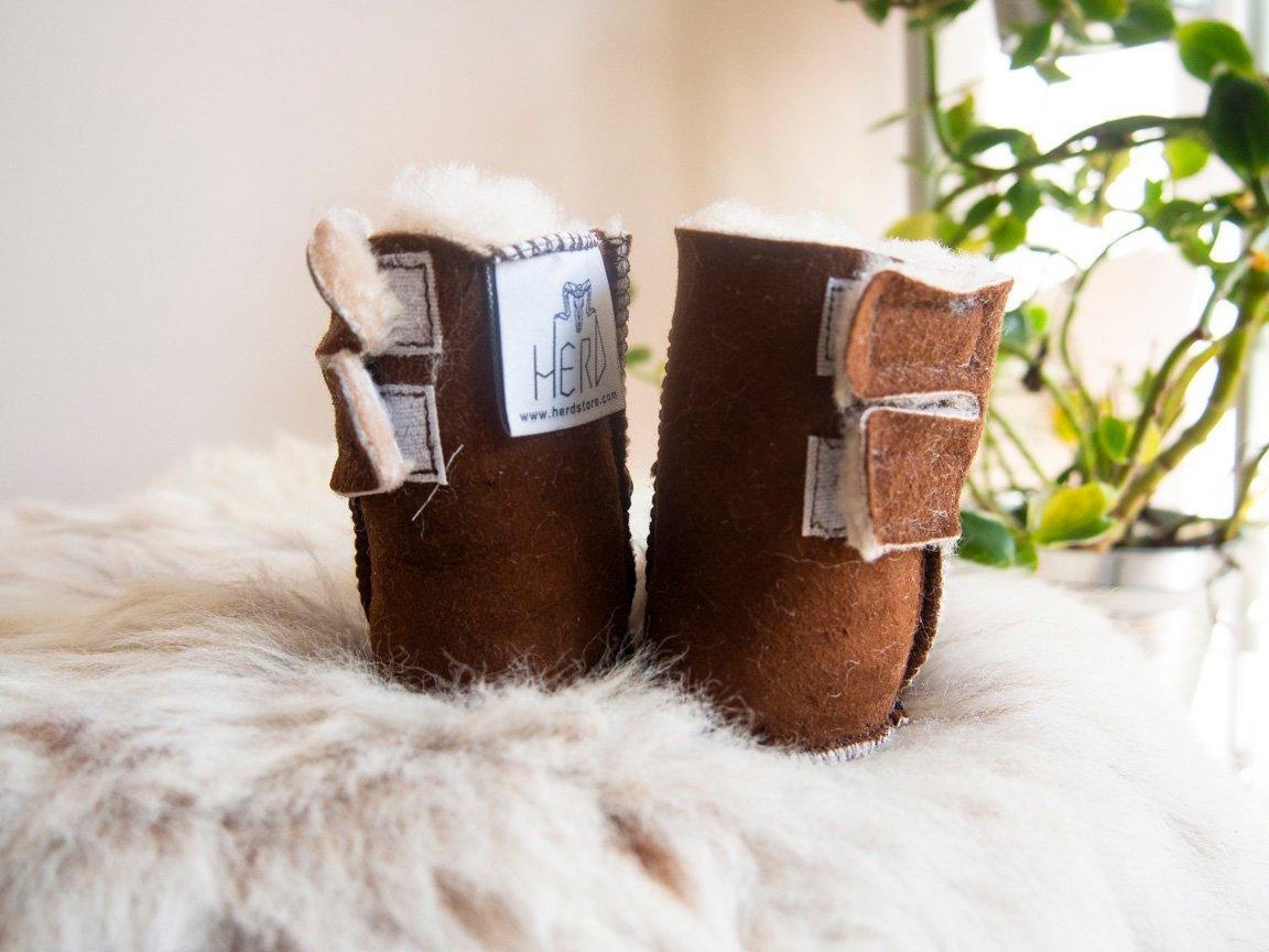 Baby Brown Sheepskin Boots. - VirtuousWares:Global