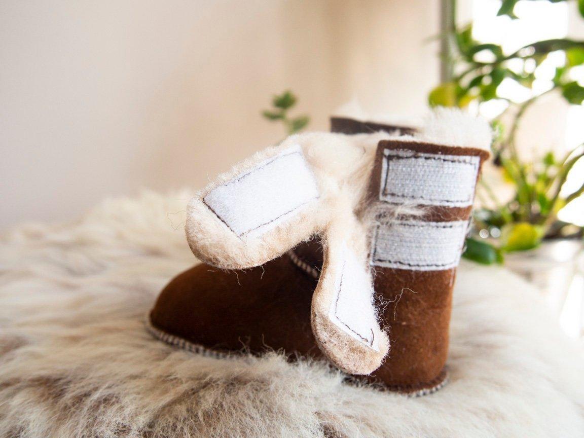 Baby Brown Sheepskin Boots. - VirtuousWares:Global