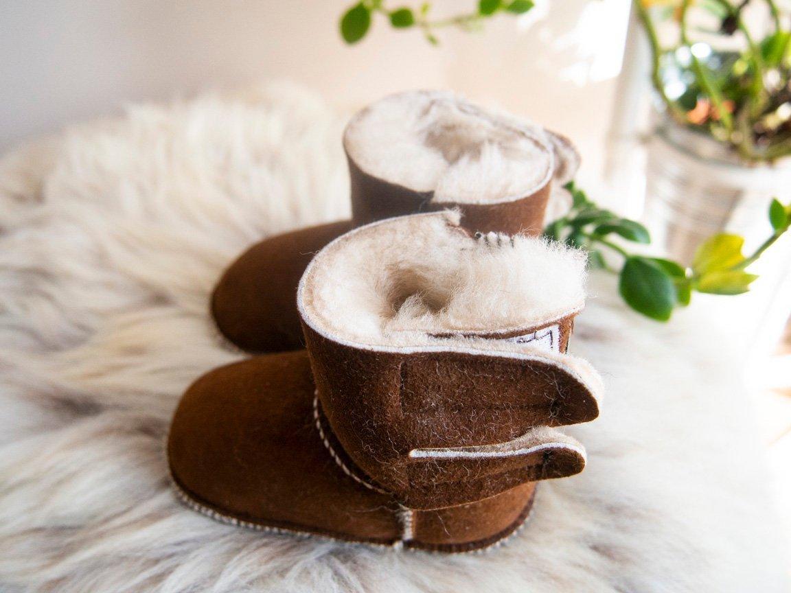 Baby Brown Sheepskin Boots. - VirtuousWares:Global