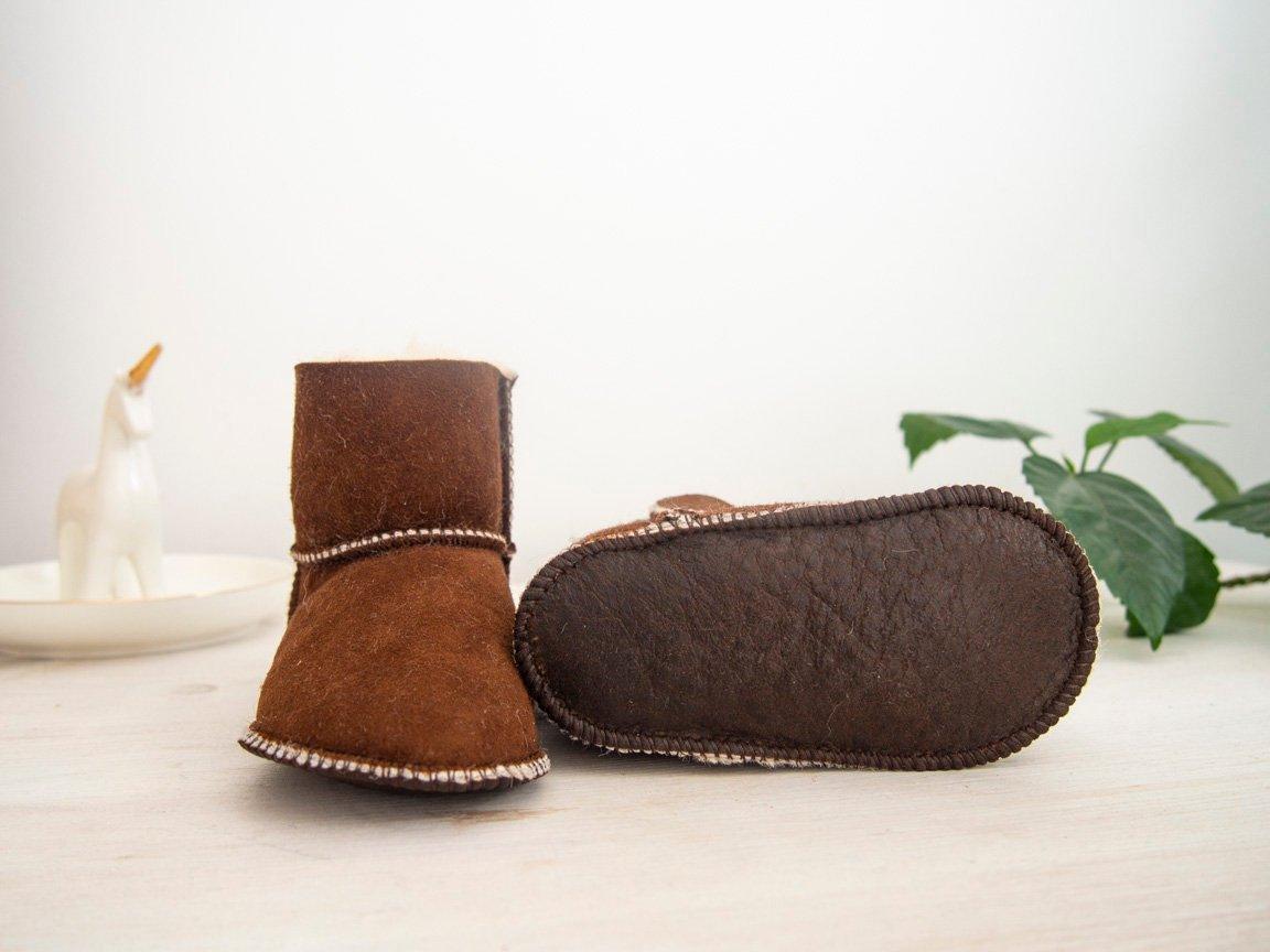 Baby Brown Sheepskin Boots. - VirtuousWares:Global