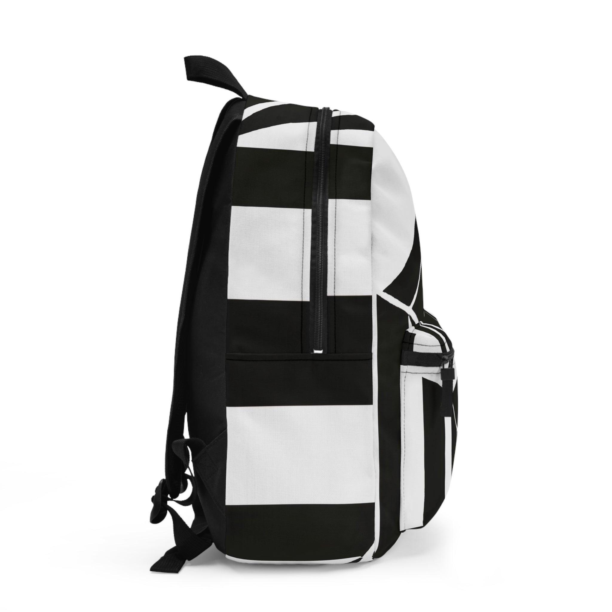 Backpack - Large Water-resistant Bag, Black And White Geometric - VirtuousWares:Global