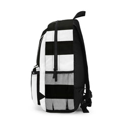 Backpack - Large Water-resistant Bag, Black And White Geometric - VirtuousWares:Global