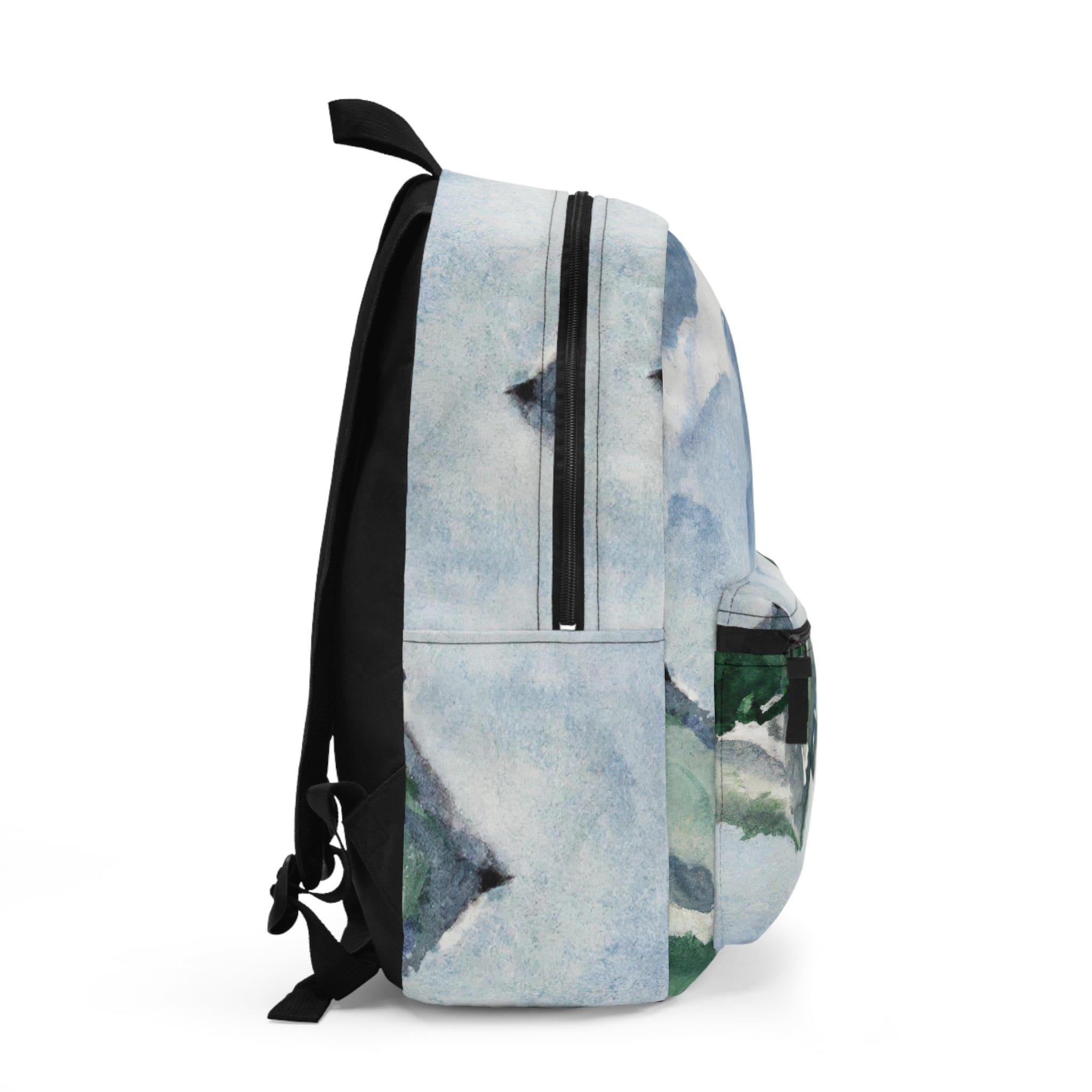 Backpack - Large Water-resistant Bag, Green Mountainside Nature - VirtuousWares:Global