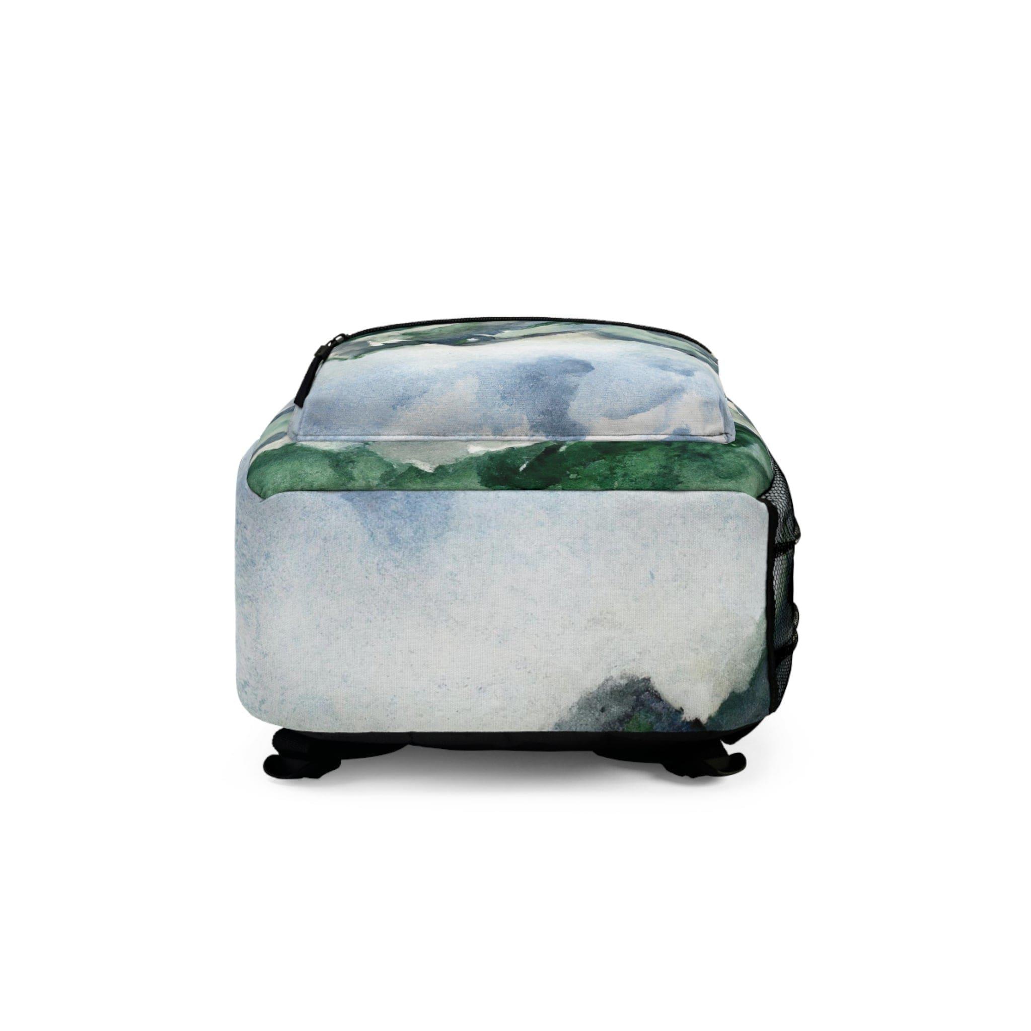 Backpack - Large Water-resistant Bag, Green Mountainside Nature - VirtuousWares:Global