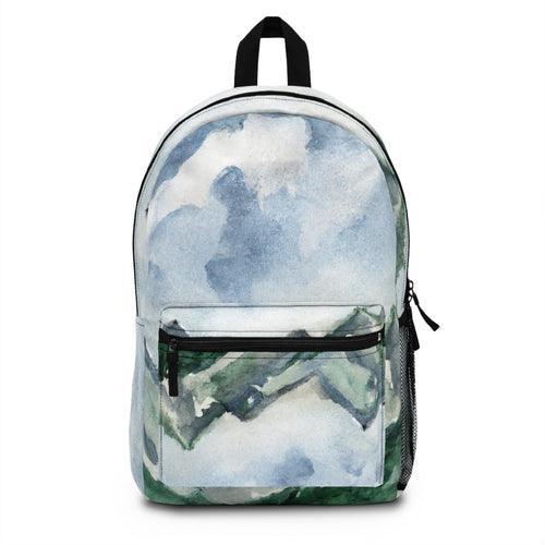 Backpack - Large Water-resistant Bag, Green Mountainside Nature - VirtuousWares:Global