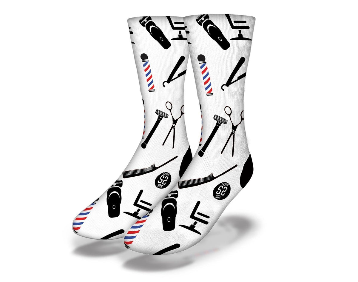 Barber Shop Socks White - VirtuousWares:Global