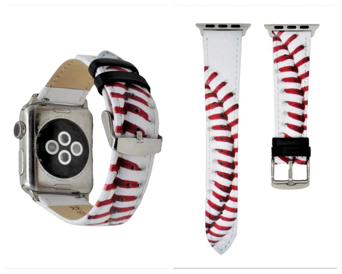 Baseball Leather Watch Band compatible with Series 1,2,3,4,5 and 6 - VirtuousWares:Global