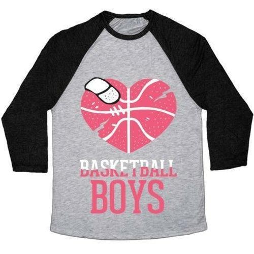 BASKETBALL BOYS UNISEX TRI-BLEND BASEBALL TEE - VirtuousWares:Global