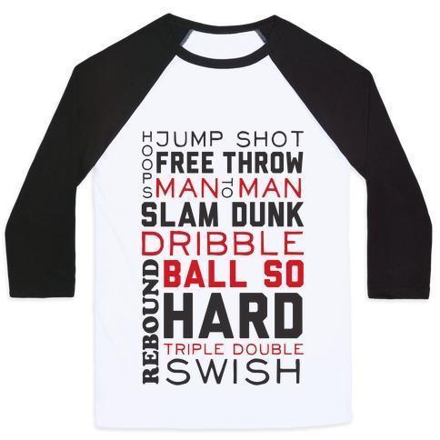 BASKETBALL TYPOGRAPHIC (RED AND BLACK) UNISEX CLASSIC BASEBALL TEE - VirtuousWares:Global