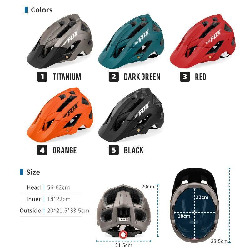 BATFOX Cycling Helmet Bike MTB Bicycle Helmet 2024 New Orange Men Women Mountain Road Bike Integrally Molded Sport Helmets - VirtuousWares:Global