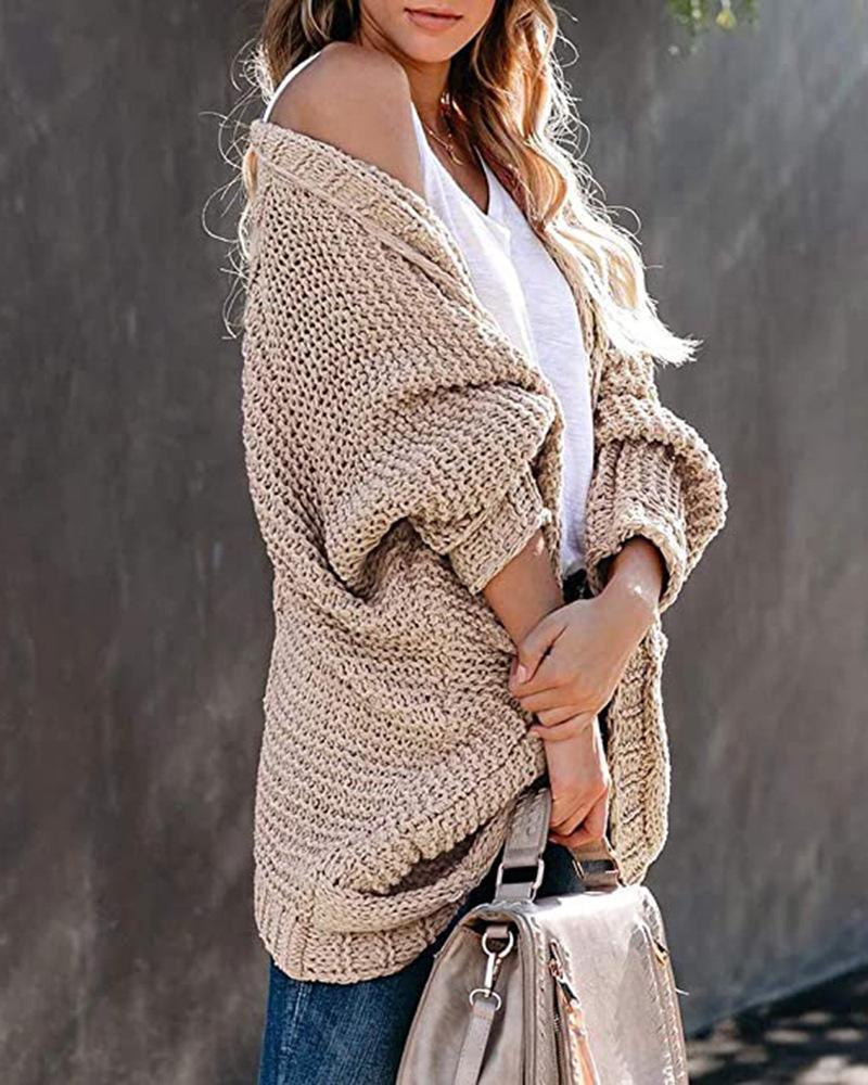 Batwing Sleeve Knitted Sweater Cardigan Coat - VirtuousWares:Global