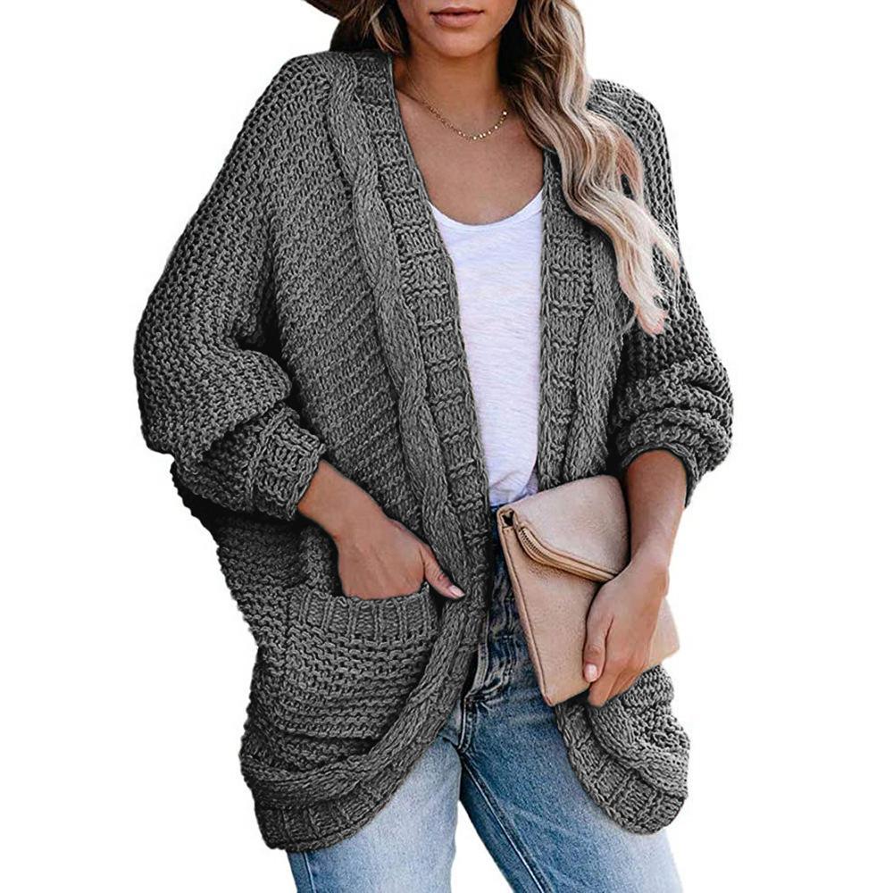 Batwing Sleeve Knitted Sweater Cardigan Coat - VirtuousWares:Global