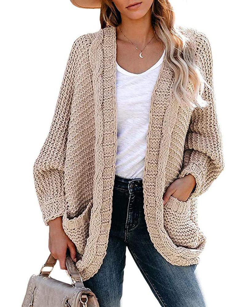 Batwing Sleeve Knitted Sweater Cardigan Coat - VirtuousWares:Global