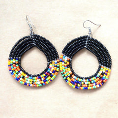 Beaded Round Maasai Hoop Earrings - VirtuousWares:Global