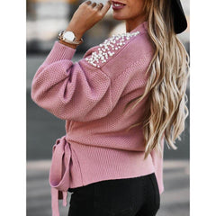 Beading Batwing Sleeve Pink Knitted Cardigans Sweater - VirtuousWares:Global