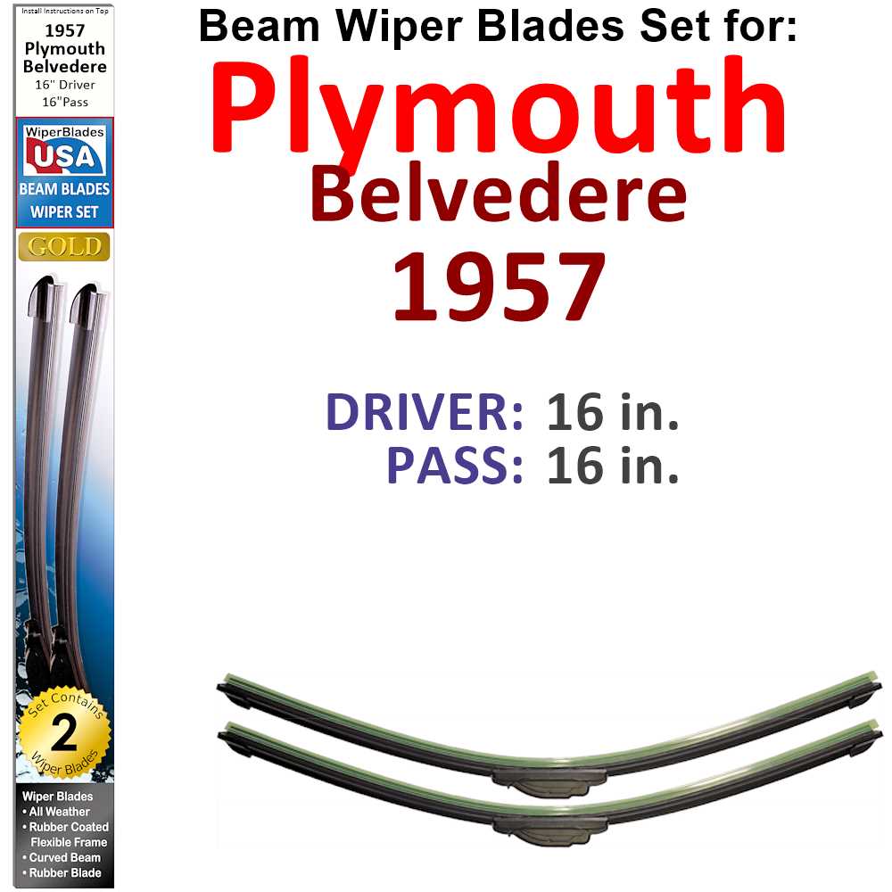 Beam Wiper Blades for 1957 Plymouth Belvedere (Set of 2) - VirtuousWares:Global