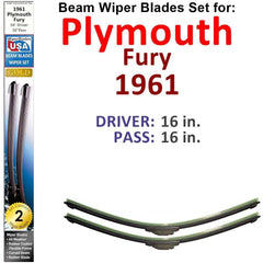 Beam Wiper Blades for 1961 Plymouth Fury (Set of 2) - VirtuousWares:Global