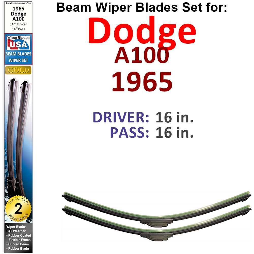 Beam Wiper Blades for 1965 Dodge A100 (Set of 2) - VirtuousWares:Global