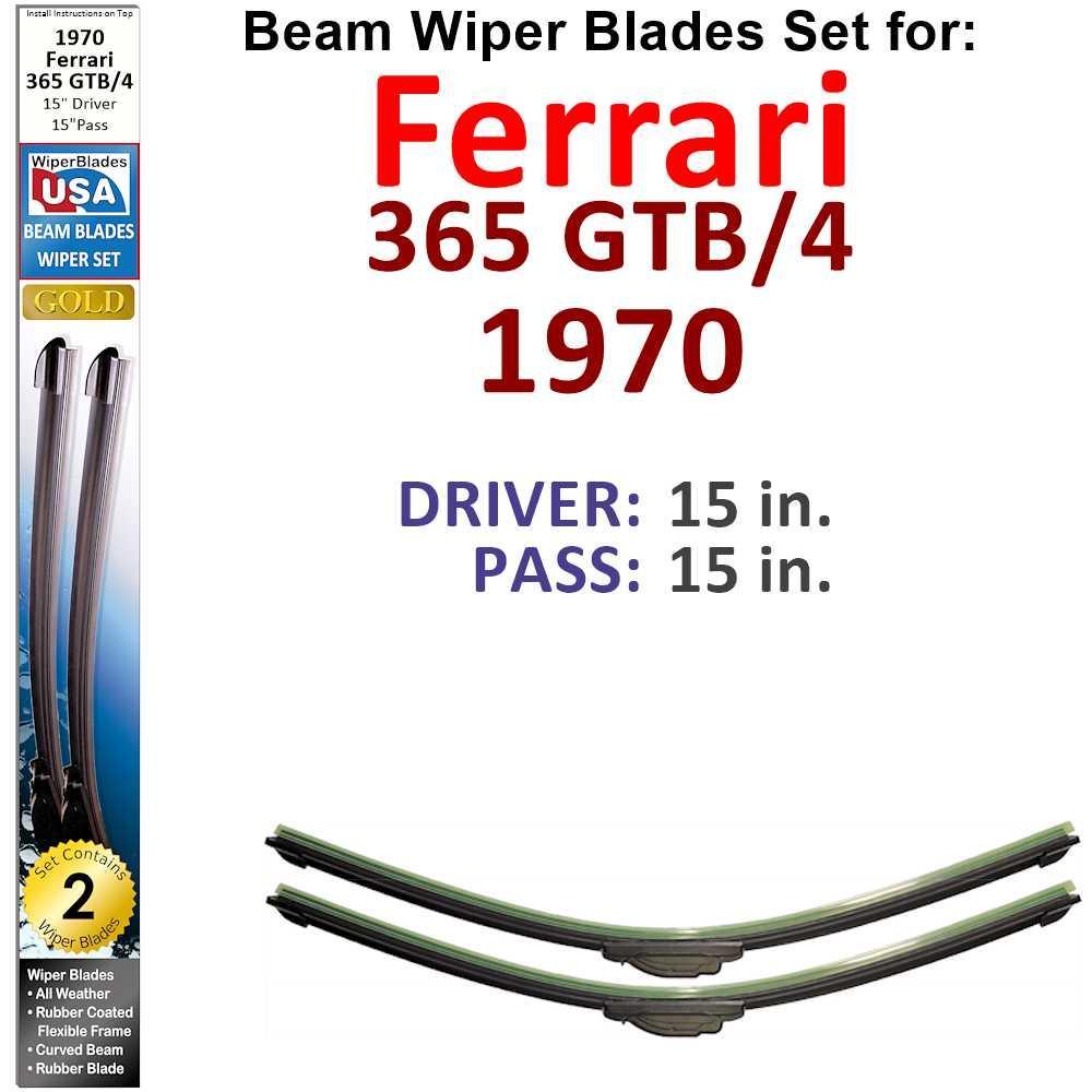 Beam Wiper Blades for 1970 Ferrari 365 GTB/4 (Set of 2) - VirtuousWares:Global